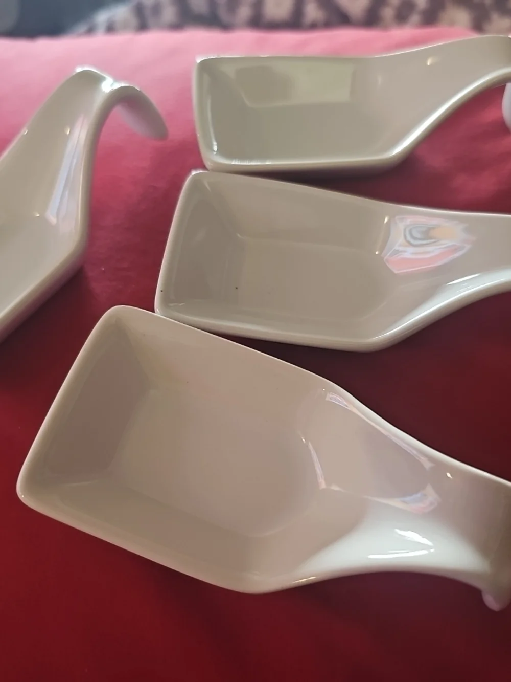 New Sur La Table White Ceramic Appetizer Taster Spoon, Set of 4